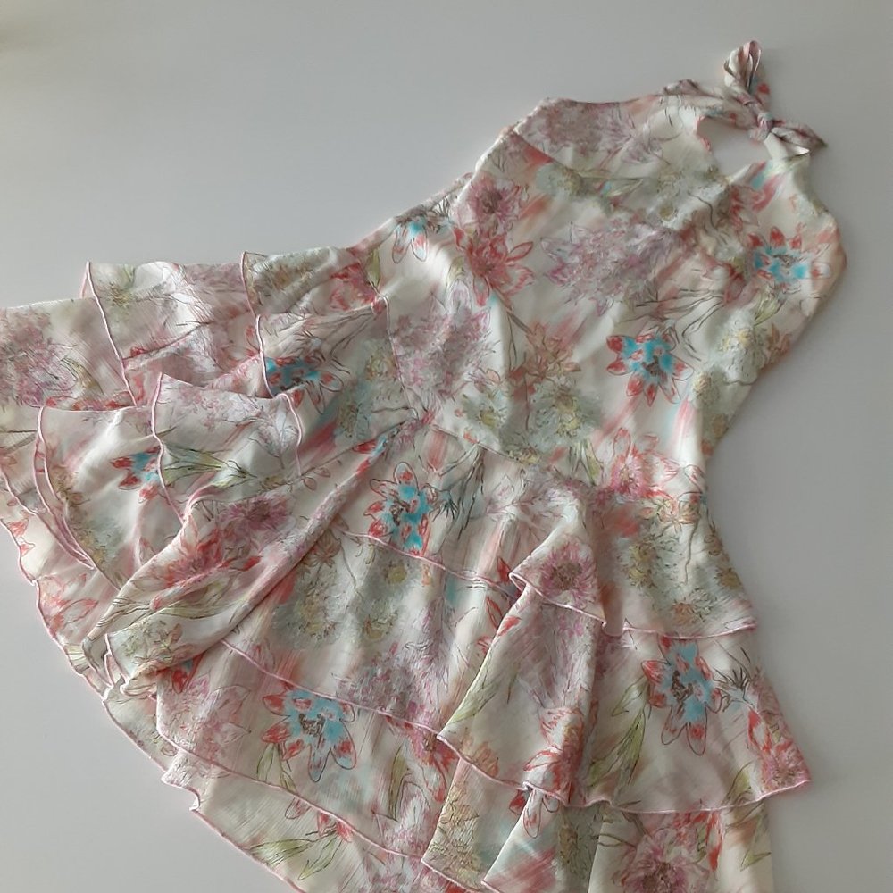 Pampolina-  silky floral print georgette dress girls size 7/8